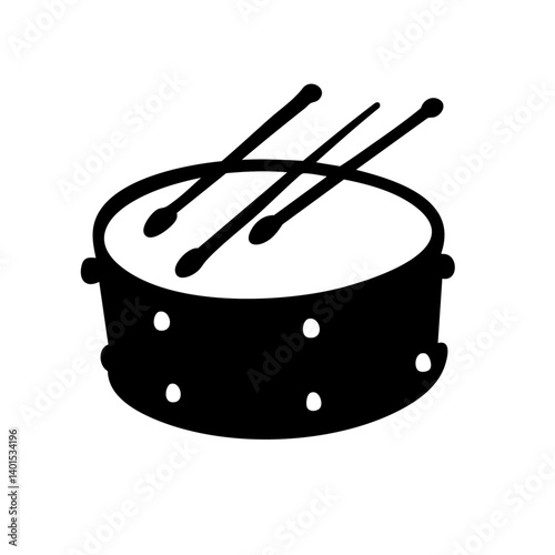 A snare drum vector icon with sticks