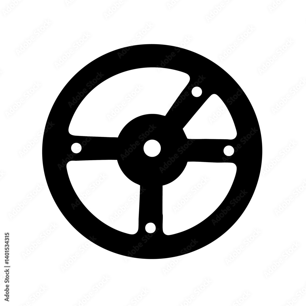 Fototapeta premium A steering wheel vector icon with spokes