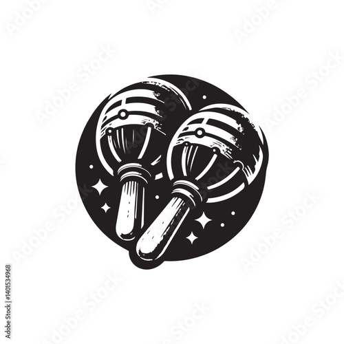 Black Color Castanets Silhouette Vector Illustration, Solid White Background
