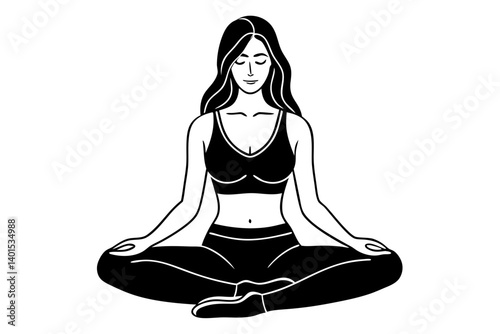 Yoga Pose Female Line Drawing