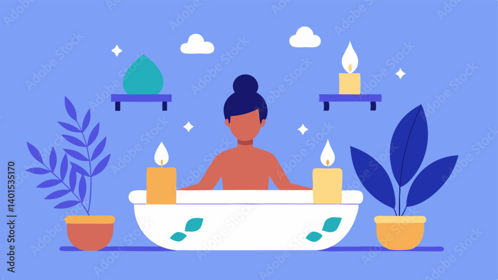 Stress Relief An illustration of a person enjoying a relaxing bath with candles and plants representing practices for managing stress and selfcare. Stress Relief An illustration of a person enjoying a relaxing bath with candles and plants representing practices for managing stress and selfcare.