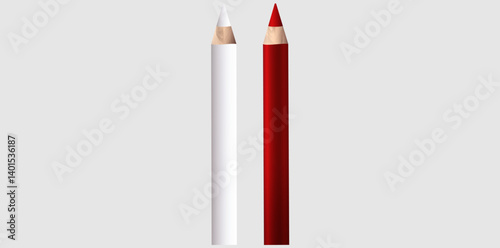 Lipliner Pencils On White Background, Finishing Touch Lip Pencils Vector Illustration.	
