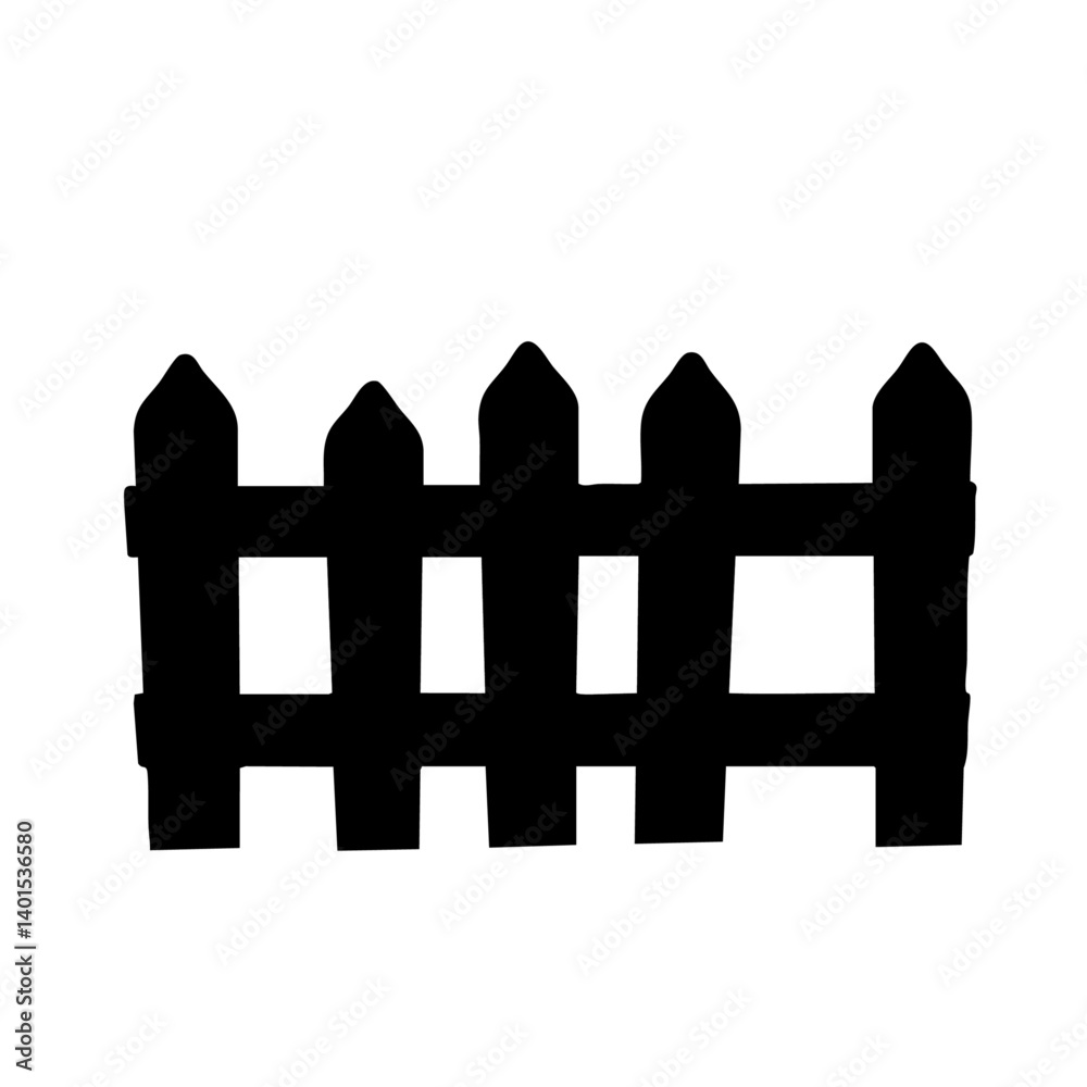 A wooden fence vector icon with posts A wooden fence vector icon with posts