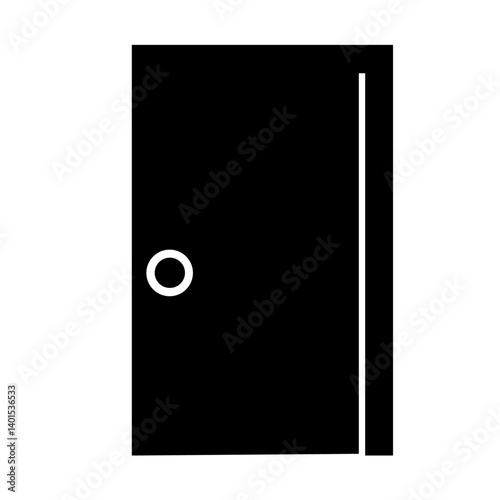 A wooden door vector icon with handle photo