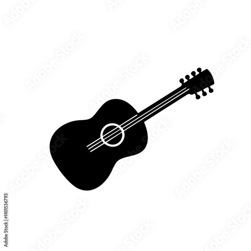 An acoustic guitar vector icon with strings