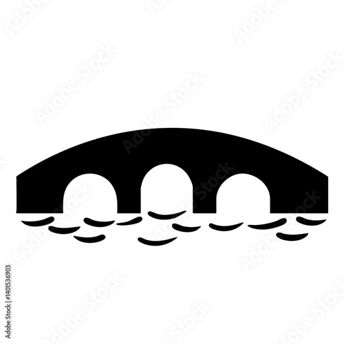 An arched bridge vector icon spanning water