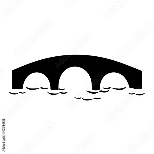 An arched bridge vector icon spanning water