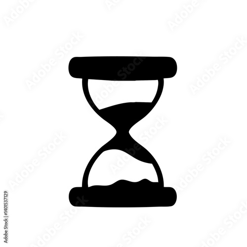 An hourglass vector icon with flowing sand