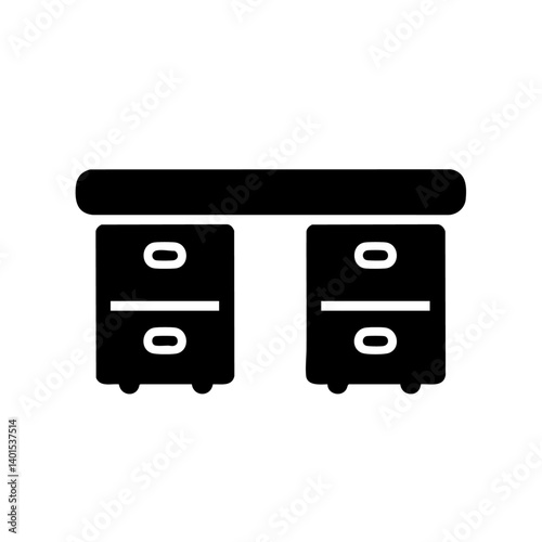 An office desk vector icon with drawers
