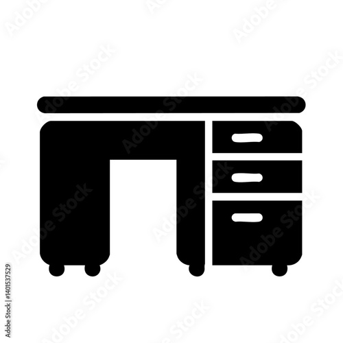An office desk vector icon with drawers