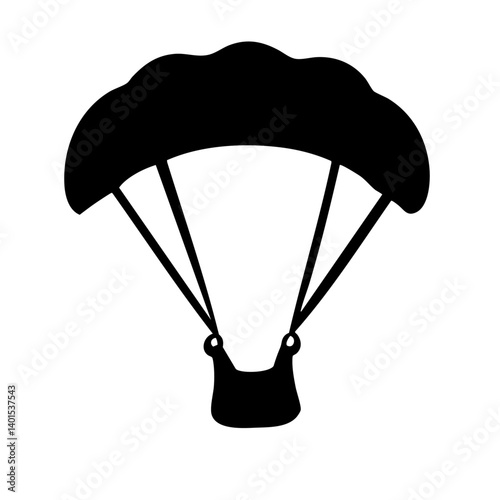 An open parachute vector icon with cords