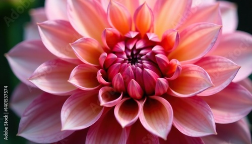 Close-up view of a dahlia flower's layered petals, creating a dense floral motif , autumn, decorative, artistic