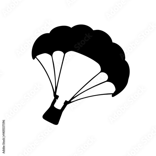 An open parachute vector icon with cords