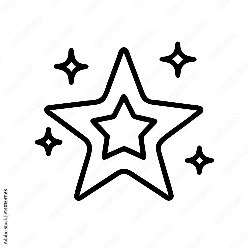Ícone de símbolo de estrela vetor PNG isolado em fundo transparente ou branco