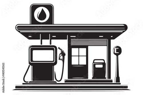 Silhouette of Gas Station Fuel Pump Isolated Vector Illustration