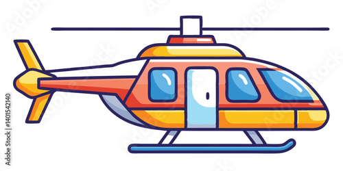 Brightly Colored Cartoon Helicopter Illustration Ready To Take Flight