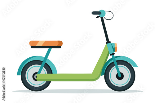 Retro Electric Scooter Illustration In Green And Blue