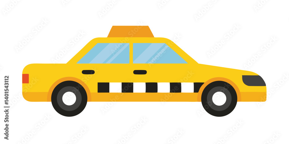 Naklejka premium Isolated Yellow Taxi Cab Flat Design Vector Illustration For City Transportation