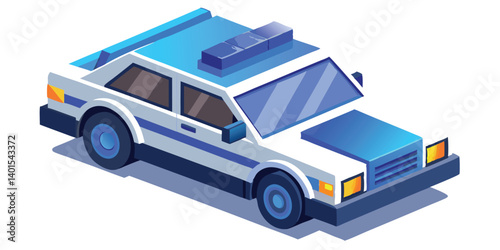 Isometric Police Car Illustration Depicting Law Enforcement And Emergency Response Vehicle