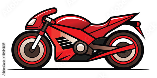 Red Sports Motorcycle Illustration Isolated Vector Style Design Template Element