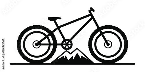 Mountain Bike Vector Silhouette With Mountain Landscape For Adventure Design