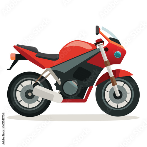 Red Motorcycle Vector Illustration Motorbike Isolated