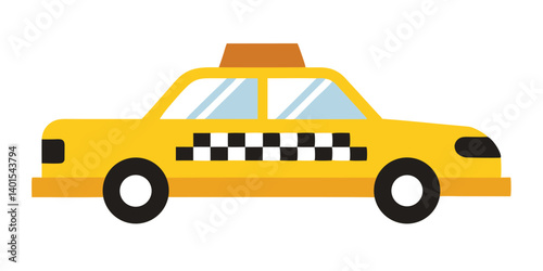 Simple Yellow Taxi Cab Vector Illustration On White Background For Design