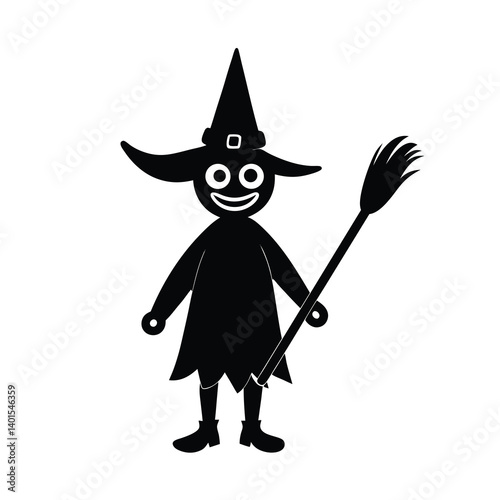halloween witch with broom