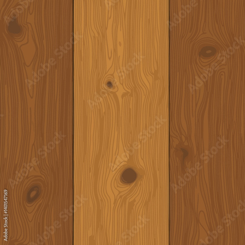  Three vertical wooden planks with natural grain detail in warm brown tones, ideal for realistic wood backgrounds and textures.
