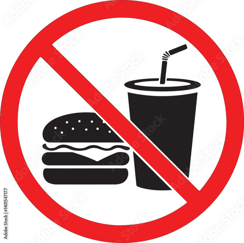 No Food or Drink Sign. Vector.