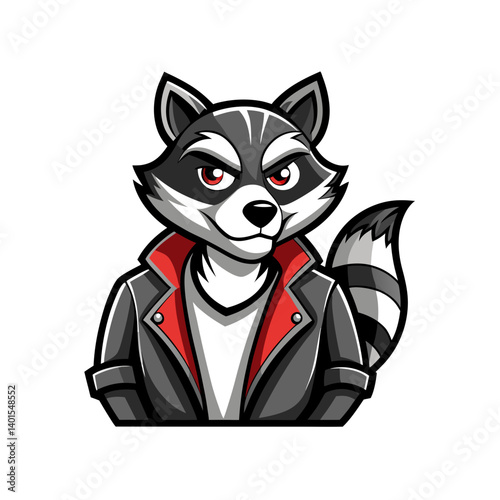 rockabilly raccoon mascot logo with slick jacket vector illustration