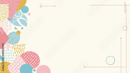 Soft pastel abstract background with hand-drawn style shapes aligned on the left, ideal for modern design.