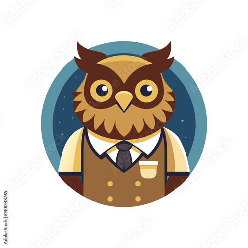 old school owl mascot for night caf brand vector illustration