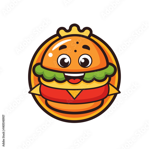 hamburger mascot logo with retro smile vector illustration