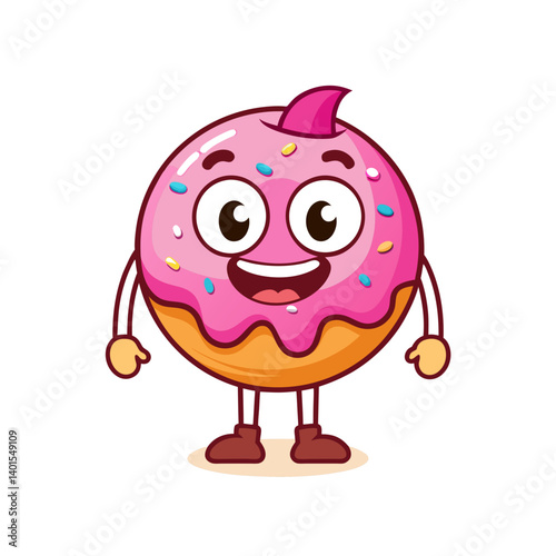 donut mascot logo with vintage frosting swirl vector illustration