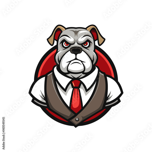 bulldog mascot logo with cigar and suspenders vector illustration