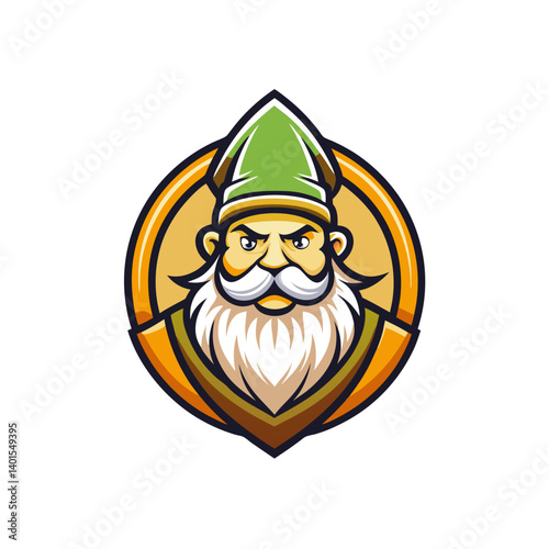 bearded gnome mascot logo for ale brand vector illustration
