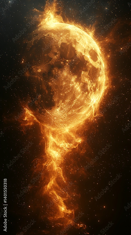 Celestial firestorm wrapping planetary body high resolution picture Celestial firestorm wrapping planetary body high resolution picture