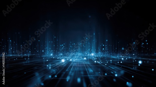 illustration of futuristic technology cyberspace. Information network of data center. Abstarct background blue wallpaper.