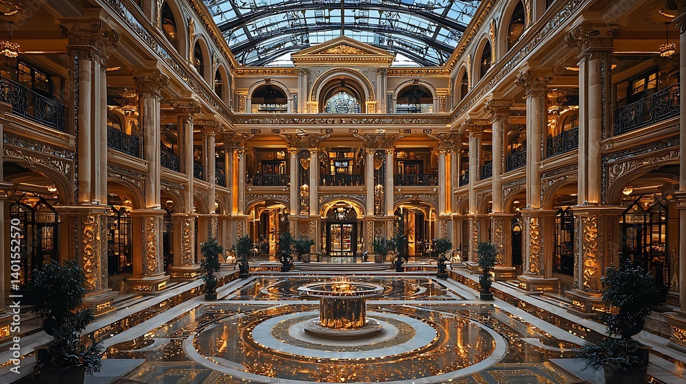 Obraz premium Lavish neoclassical palace with atrium light high resolution picture