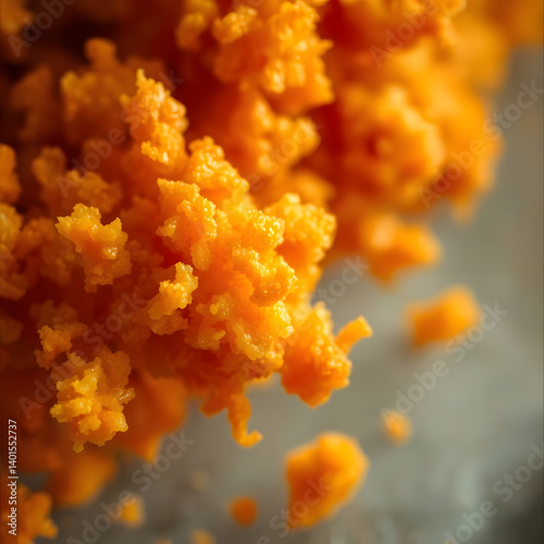 Crispy Fried Chicken Crumbs Floating in Air