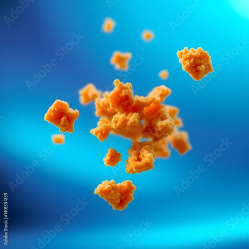 Crispy Fried Chicken Crumbs Floating in Air