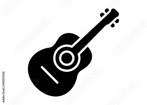 Harmony in Silhouette: An acoustic guitar silhouette, a symbol of musical artistry, resonating with the silent song of creativity and passion.