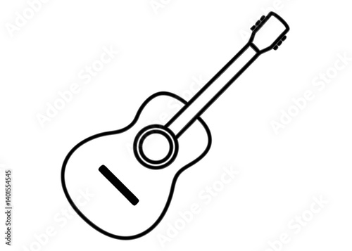 Musical Melody: A sleek outline of a six-string acoustic guitar, embodying simplicity and elegance, perfect for music enthusiasts.