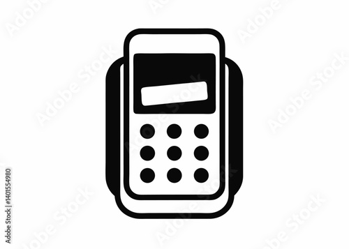Payment Terminal Icon: A modern payment terminal, meticulously rendered in a stark black and white, offers a clean and direct representation of electronic transactions.
