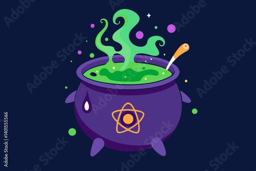 Mystic Witch Cauldron with Glowing Liquid
