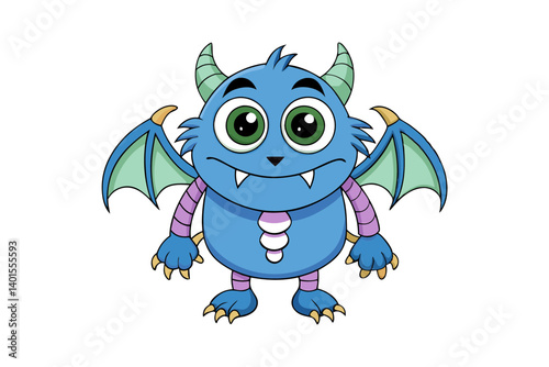 Cute Multi Eyed Cartoon Monster with Wings