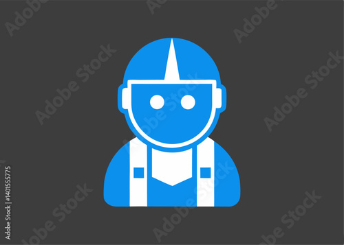 Construction Worker Icon: A streamlined icon of a construction worker, personifying diligence and reliability in a clean, professional, simple manner.