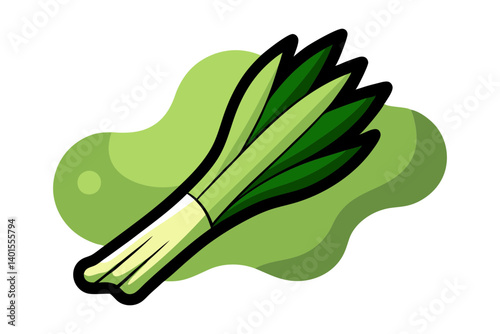 Leek Vegetable Line Art on White Background