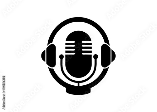 Podcast Symbol: A simple yet powerful symbol of a podcast featuring a microphone and headphones icon. Evoking the essence of audio recording and broadcasting.